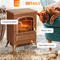 HOMCOM Fireplace Stove, Electric Fireplace Heater with Realistic LED Flames and Logs, 725W/1450W, Dark Brown(m-7)