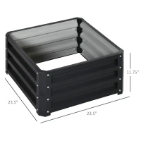 Outsunny 2' x 2' x 1' 2-Piece Raised Garden Bed Box with Steel Frame for Vegetables, Flowers, & Herbs, Grey(m-3)