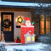 Outsunny 7FT Christmas Inflatable Santa in Chimney Up and Down, Blow Up Decoration with Built-in LED Lights for Indoor Party(m-7)