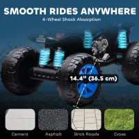 Qaba 2-Seater All-Terrain 4 Wheeler, 24V Kids ATV Ride-On, Electric Quad Car with Dual Motor, for Boys and Girls, Blue(m-7)
