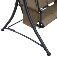Outsunny 3-Seat Patio Swing Chair, Outdoor Porch Swing Glider with Adjustable Canopy, Side Pouches, Breathable Seat and Back, for Garden, Poolside, Backyard, Brown(m-9)