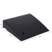 HOMCOM Rubber Curb Ramps Set, 4'' Heavy Duty Driveway Ramps with 33,000lbs Weight Capacity for Low Cars, Motorcycle, 2 Pack, 19" x 16.5" x 4"(m-3)