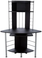 HomCom 45" Arch Tower Compact Modern Corner Computer Workstation Desk With Keyboard Tray And Shelves - Black(m-5)