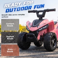 Qaba Kids ATV, 6V Battery Powered Kids Quad with 4 Wheeler, Handlebar Button Control, Max 1.2MPH, Max 55lbs Load, Light Pink(m-7)