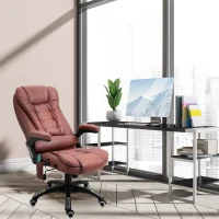Vinsetto 6 Point Vibration Massage Office Chair with Heat, High Back Executive Office Chair with Padded Armrests, Microfiber Reclining Computer Chair, Red(m-21)