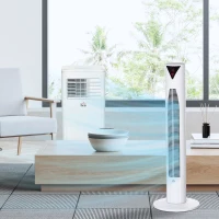 HOMCOM 8000 BTU Portable Air Conditioner and Tower Fan Set, 344 Sq. Ft., 3-in-1 Portable AC Unit and Floor Fan with Timer On/off, Remote, Window Kits, White(m-8)