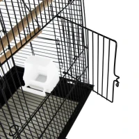 PawHut 28"H Steel Bird Cage with Open Play Top, Perch, Feeding Bowl for Parrot Lovebirds Parakeets Cockatiels - Black(m-9)