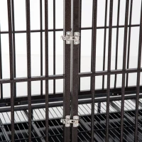 PawHut 42" Heavy Duty Dog Crate Metal Cage Kennel with Lockable Wheels, Double Door and Removable Tray, Brown(m-7)