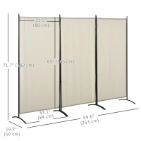 HOMCOM 6' 3 Panel Room Divider, Double Hinged Folding Wall Divider, Indoor Privacy Screen for Home Office, Beige(m-3)