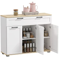 HOMCOM Sideboard Buffet Cabinet, Modern 40" Coffee Bar Cabinet with Wide Drawer, 3 Doors and 2 Adjustable Shelves, White(m-9)