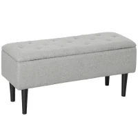HOMCOM Modern Storage Bench, Ottoman with Storage and Lamb's Wool Upholstery for Living Room, Bedroom, Grey(m-9)