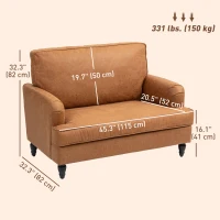 HOMCOM Modern Accent Chair, Leathaire Armchair with Turned Legs and Wide Seat, Comfy Chair for Living Room, Brown(m-3)