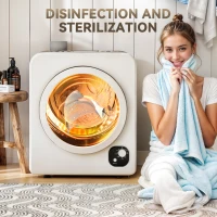 HOMCOM Compact Laundry Dryer, 1300W Portable Clothes Dryer with 4 Drying Modes, Stainless Steel Tub, White(m-7)