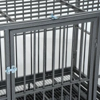 PawHut 48" Heavy Duty Steel Dog Crate Kennel Pet Cage w/ Wheels - Grey Vein(m-9)