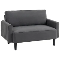 HOMCOM Loveseat Sofa, Linen 2 Seater Sofa Couch with Thick Padded Seat & Backrest for Living Room, Home Office, Dark Grey(m-9)