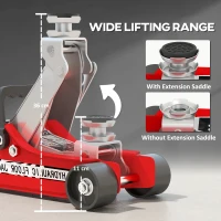 HOMCOM Low Profile Car Jack, Hydraulic Racing Floor Jack, 3.1"-14.1" Lifting Range, 2.5 Ton (5,000 lb) Capacity, Red and Silver(m-4)