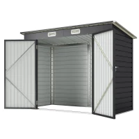 Outsunny 8 x 4FT Galvanized Garden Storage Shed, Metal Outdoor Shed with Double Doors and 2 Vents, Grey(m-2)