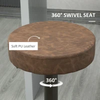 HOMCOM Modern Adjustable Bar Stools Set of 2, Swivel Barstool with Footrest, PU Leather Round Top for Kitchen, Brown(m-6)