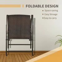 Outsunny Rattan Wicker Patio  Bar Chair Set UV Resistant Garden Furniture Set Outdoor & Indoor w/ Glass & Umbrella Hole Table, Brown(m-6)