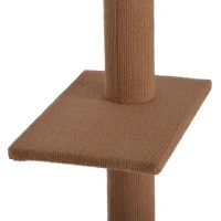 PawHut Floor-to-Ceiling Cat Tree Cat Climbing Tower with Sisal-Covered Scratching Posts Natural Cat Tree Activity Center for Kittens Cat Tower Furniture, Brown(m-8)