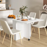 HOMCOM Folding Dining Table, 55" Drop Leaf Table for Small Spaces, Foldable Table with Storage Shelves for Kitchen, Dining Room, White(m-1)