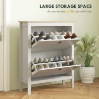 HOMCOM Narrow Shoe Cabinet with 2 Flip Drawers, Adjustable Shelves for Entryway, Holds 10-14 Pairs, White(m-4)