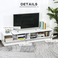 HOMCOM Lighted TV Stand for TVs up to 75", TV Cabinet with Storage for Living Room, High Gloss White(m-7)