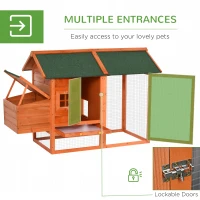 PawHut 67" Wooden Chicken Coop Outdoor Chicken House Small Animal Rabbit Habitat Hen House Poultry Cage with Removable Tray Openable Nesting Box Backyard(m-5)