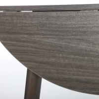 HOMCOM 35" Folding Dining Table, Collapsible Drop Leaf Table with Round Tabletop, Wood Legs, Distressed Light Grey(m-11)