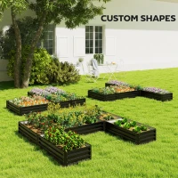 Outsunny Steel Raised Garden Bed, Set of 5 Large Box Planters for Outdoor Plants Vegetables Flowers Herbs, 8x8x1ft, Black(m-4)