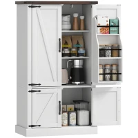 HOMCOM 53.5" Pantry Cabinet, Kitchen Storage Cabinet with Adjustable Shelves, 6 Door Spice Racks for Dining Room, White(m-9)
