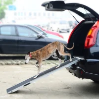 PawHut 72" Portable Bi-Fold Folding Vehicle Pet Ramp for Large Dog or Animals with Safety Lock & Convenient Carry Handle(m-10)