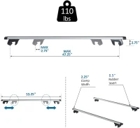 Outsunny 2pc Roof Rack Car Roof Top Lockable Aluminum Cross Bars Adjustable Baggage Luggage Carrier, Silver (53")(m-3)