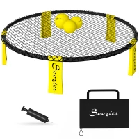 Soozier Spike Game Set, Mini Beach Games Set w/ Roundnet, 3 Balls, Pump, Carrying Bag, Portable Outdoor Games for Families(m-10)