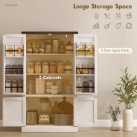 HOMCOM 53.5" Pantry Cabinet, Kitchen Storage Cabinet with Adjustable Shelves, 6 Door Spice Racks for Dining Room, White(m-4)