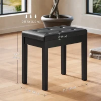 HOMCOM Faux Leather Keyboard Bench, Piano Bench with Storage and Padded Cushion, Black(m-3)