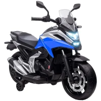 Qaba Honda Licensed 12V Ride on Motorbike for Kids with Headlights Music Training Wheels, for 3-6 Years, Blue(m-9)