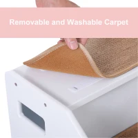PawHut 3-Step Pet Stairs for Dogs and Cats with Built-in House and Nonslip Carpet, White(m-4)