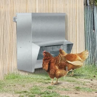 PawHut Automatic Chicken Feeder, No-Waste Poultry Feeder with Protective Lid for up to 4 Chickens, Holds 13 L of Feed(m-2)