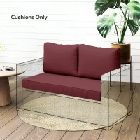 Outsunny 2 Seater Outdoor Seat Cushions with Backrest, Loveseat Double Sofa Outdoor Furniture Cushions, Wine Red(m-1)