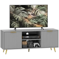 HOMCOM TV Stand with Storage for 55 Inch TV, Modern TV Cabinet with 2 Open Shelves and 2 Cabinets for Living Room, Grey(m-9)