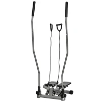 Soozier Twist Stair Stepper Exercise Machine with Rocking Handlebars, Cardio Climber Exercise Equipment with Hydraulic Resistance, LCD Display for Home Workout Exercise, Silver(m-9)