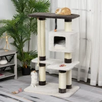 PawHut 47.75" Luxury Plush Cat Tree Activity Tower with Sisal Scratching Posts, Elevated Perches & a  Roomy Condo(m-10)