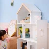 Qaba Toy Storage Organizer Cabinet, 3-Tier Kids Bookshelf for Playroom, Kids Room, Nursery, Kindergarten, White(m-7)