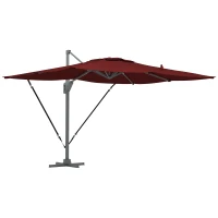 Outsunny 13 FT Cantilever Umbrella, Aluminum Hanging Offset Umbrella with 360°Rotation, Crank, Tilt, Cross Base, Red(m-9)