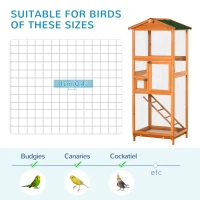 PawHut 65" Wooden Bird Cage Outdoor Aviary House for Parrot, Parakeet, with Pull Out Tray and 2 Doors, Natural(m-6)