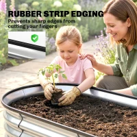 Outsunny 2Pcs Galvanized Raised Garden Bed, 6 x 2 x 2 ft Modular Metal Garden Beds with Rubber Strip Edging, Silver(m-7)