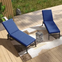 Outsunny 2-Piece Back and Seat Cushion Pillows Replacement, Patio Chair Cushions Set with Ties for Indoor Outdoor, Blue(m-6)