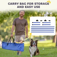 PawHut Set of 6 Dog Agility Training Equipment Adjustable Jump Bar Pet Exercise Kit with Carrying Bag (Blue)(m-6)
