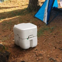 Outsunny Porta Potty, 5.3 Gallon Portable Toilet with Level Indicator and Anti-Leak Pump for Camping, Boating, Hiking, Travel, RV(m-8)
